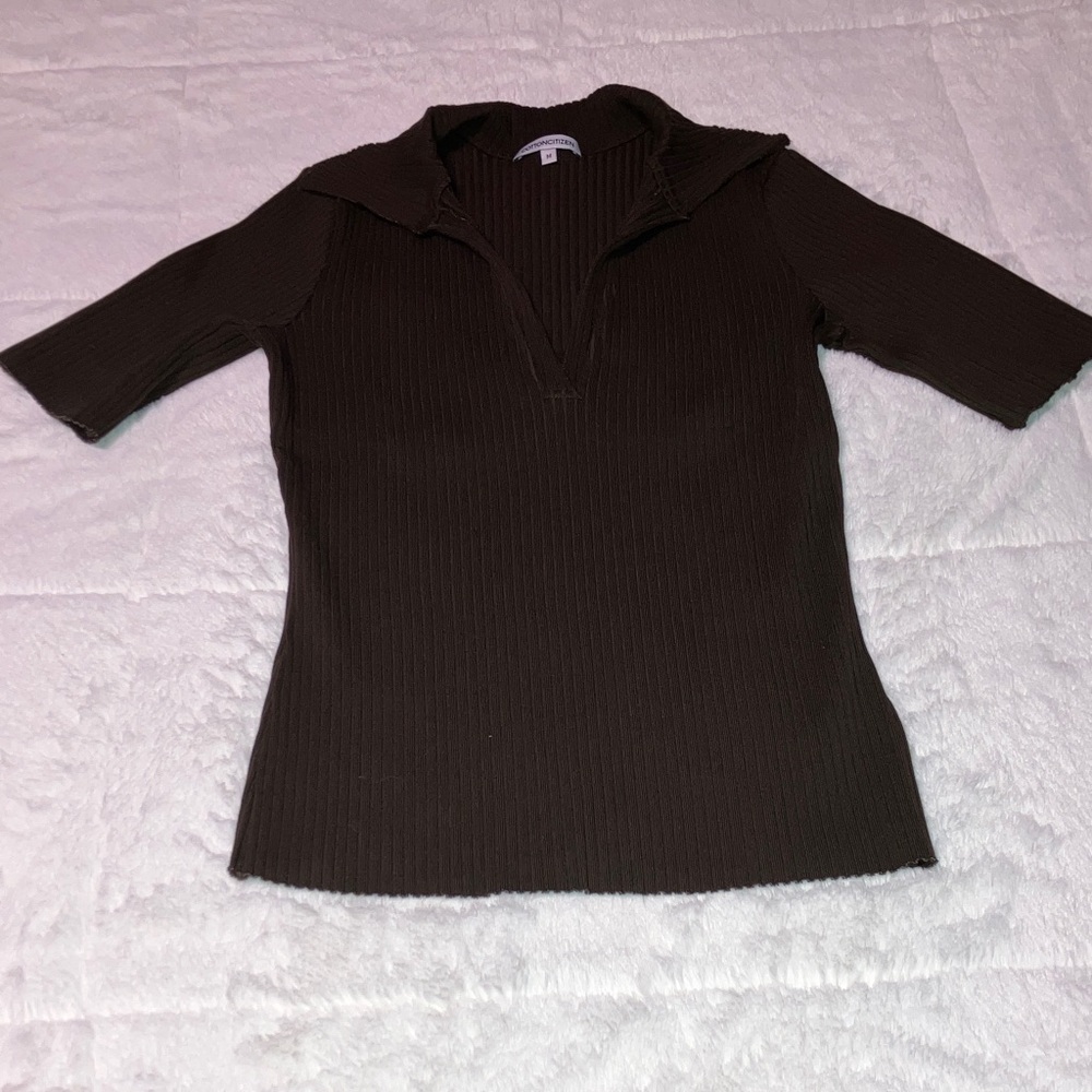Cotton Citizen Chocolate V-Neck Sweater